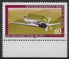 Berlin 1979 ** Mi 594 Jugend 60Pf Luftfahrt Messerschmitt vom Unterrand UR 0902F
