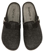 Rohde Hausschuhe 6741 grau schwarz Filz Pantoffel RODIGO-H Klettverschluss Gr 47