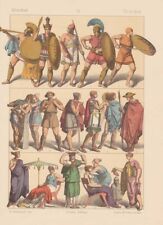 Griechen Krieger Hopliten Altertum LITHOGRAPHIE von 1883