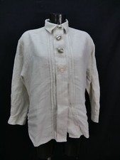 Gr.42 Trachtenbluse Bluse Gede Austria beige Leinen Blumen Stickerei TB2681