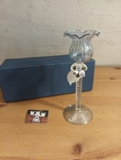 Tall Metal & Glass Pillar Candle Holder | Shabby Chic White | Rose Decor