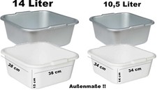 Kunststoff Schüssel Camping Eckig Spül  Plastik Weiß Grau 14 oder 10,5 Liter