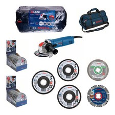 Bosch Professional GWX 10-125 X-LOCK Bundle Schleifmaschine und Werkzeugtasche