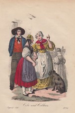 Köln Koblenz Tracht Original Lithografie 1850