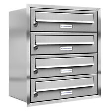4er Premium Unterputz Edelstahl Briefkasten Anlage 4 Fach V2A Postkasten A4