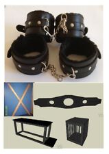 Edle Hand & Fußfesseln Peitsche Bondage Set & Bauplan CD Pranger Andreaskreuz 