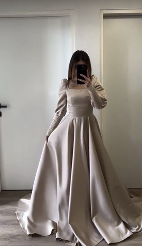 Kleid linie satin beige - ,