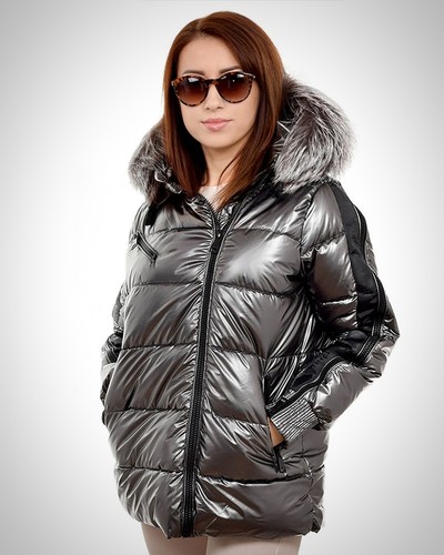 Silber gesteppte jacke - silber, mit