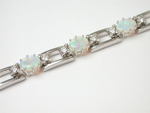 Feines diamant opal armband - diamant,