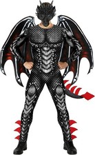 Schwarz Drache Kostüm Herren Erwachsene Karneval Faschingskostüm Halloween M-XXL