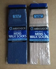 Zwei Paar Ambassador Vintage Herren Walk Socken Baumwolle Stretch Nylon Größe 6-10 Neu
