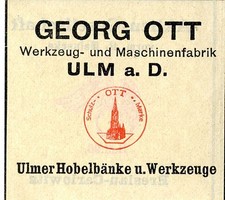 Georg Ott Ulm Hobelbänke und Werkzeuge Trademark v. 1912