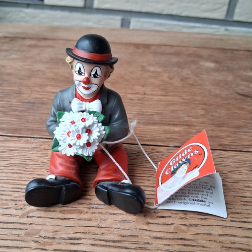 Gilde clown mit - mit, blumenstrauß