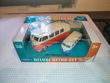 Welly 1963 Volkswagen T1 Bus Orange Blau, 1:34 1:60, Deluxe Retro Set