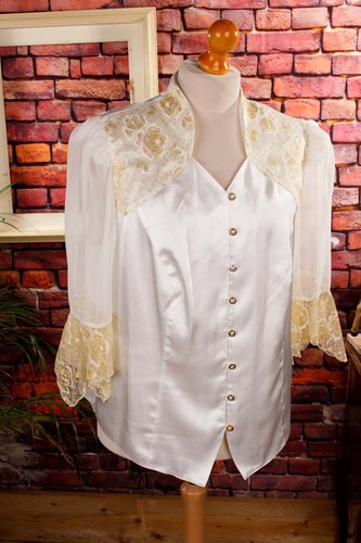 Vintage bluse weiß gold - vintage,