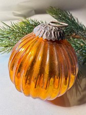 Christbaumschmuck Biedermeier  Glaskugel 7cm Glas Kugel Ornament  Orange