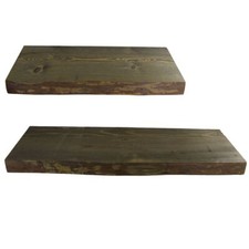 Wandregal Massivholz grau gefärbt mit Baumkante Wandboard Regalbrett Naturholz