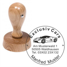 Stempel personalisiert Firmenstempel mit Logo Holzstempel mit Rahmen  Ø 37 mm