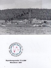 Messboot AM 1, Erprobungsstelle 72, Bundesmarine, Foto mit Schiffstempel