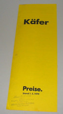 Prospekt Preisliste VW Käfer 181 1200 1303 Cabrio Extras Preise Typ 1  05/1979