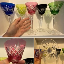 SELTEN V’tage SET 5 JOSEPHINENHÜTTE Germany REGENBOGENSCHLIFF AUF KLARE WEINGLÄSER 7,5”