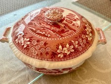 Große Terrine / Schale Copeland Spode Pink Tower England antik Porzellan