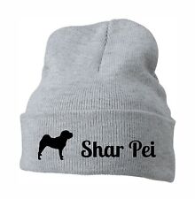 Beanie Strickmütze Mütze Stickmotiv SHAR PEI Hunde Siviwonder