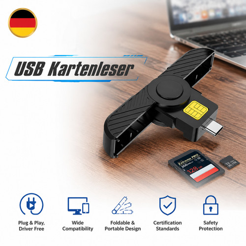 Kartenleser usb klappbar - kartenleser, usb-c