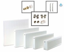 Universalheizkörper Heizkörper Typ 22 mit 6 Anschlüssen inkl. Hahnblock & Ventil