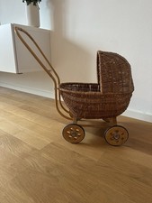 Original Vintage Rattan Puppenwagen Korbgeflecht 45 Jahre alt 1978| Boho Deko