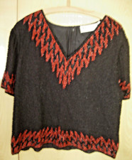 festliche Bluse ganz mit Perlen bestickt Gr.44 von Mode Exclusive Mehra BW 58cm