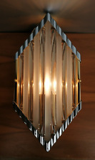 Leola Wandleuchte 11 Glasstäbe im Metallrahmen ca. 24x14,5 cm Chrome und Messing