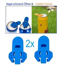 2 Stück Kombi 2 in 1 Getränke Dose Öffner und Verschluss blau