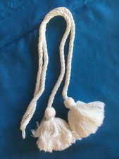 Raffhalter, zierlich, für Vorhang/Gardinen, weiß, 2 Quasten, Schlaufe mit Ring