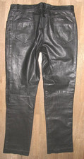 fertige! Herren- LEDERJEANS / Lederhose schwarz aus Glattleder ca. W34 / L34-35