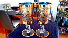 Zwei Wein Gläser - MURANO ANTIK - Goldauflage - dekorativ - Höhe 17 cm