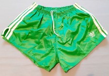 VINTAGE 80s 80s ADIDAS Glanz Nylon Fußball shiny Shorts D7 (L) West Germany grün