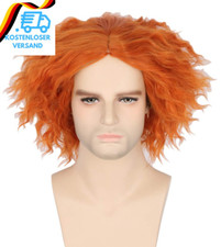 Topcosplay Hutmacher Perücke, Verrückter Hutmacher Perücke Kurz Lockige Perücke 