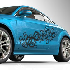 2x Seitendekor Auto Aufkleber Abstrakt Hexagon Sechseck Form #1243