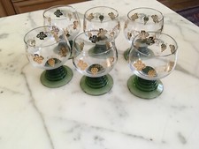 Römergläser mit goldenem Dekor, Weingläser Römer 6 Stück, Kelchgläser, Vintage