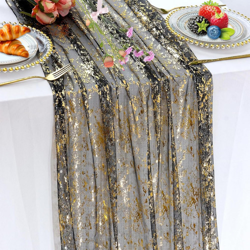 Schwarz gold 70x300cm weicher - 70x300cm,