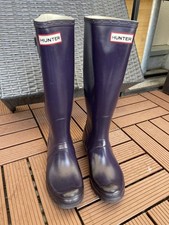 Hunter Wellington 38 Stiefel Gummistiefel Aubergine Original Tall lang Lila