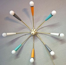 MID CENTURY DECKENLAMPE 66cm spinne SPIDER SPUTNIK tütenlampe 50er retro vintage