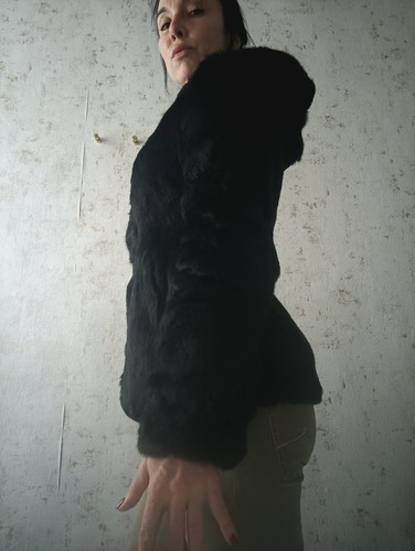 Schwarze echtfell jacke mit - jacke,