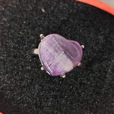 Natur Traum Amethyst Quarz Herz Form Ringe offen Ring Damen Edelstein Heilung 51