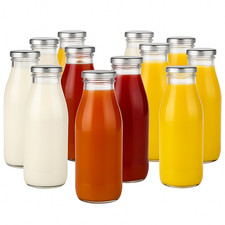 leere Glasflaschen Milchflaschen 500ml Schraubverschluss Silber, Saftflaschen