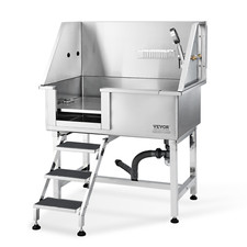 96Cm Hundebadewanne 38" Edelstahl Haustier Badewanne Dusche Left Treppen