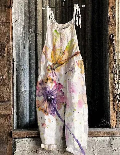Damen blumen latzhose jumpsuit - damen,