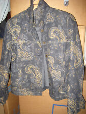 VINTAGE Jeans Jacke PAISLEY Nikita Blu 38 4 Taschen 58 cm lang Stretch