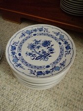 6 x Teller Ilmenau Porzellan  Zwiebelmuster flache Teller 23,5 cm Durchmesser